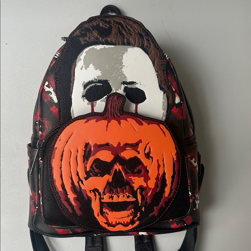 Loungefly Black and Orange Skull Backpack